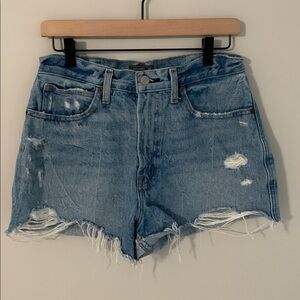 Abercrombie & Fitch High Rise Distressed Denim Shorts Size 29
